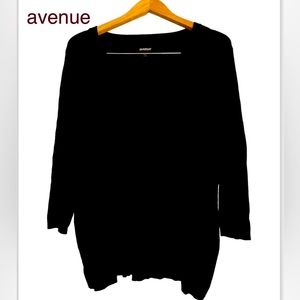 26W Avenue Ribbed V-neck Sweater, Black